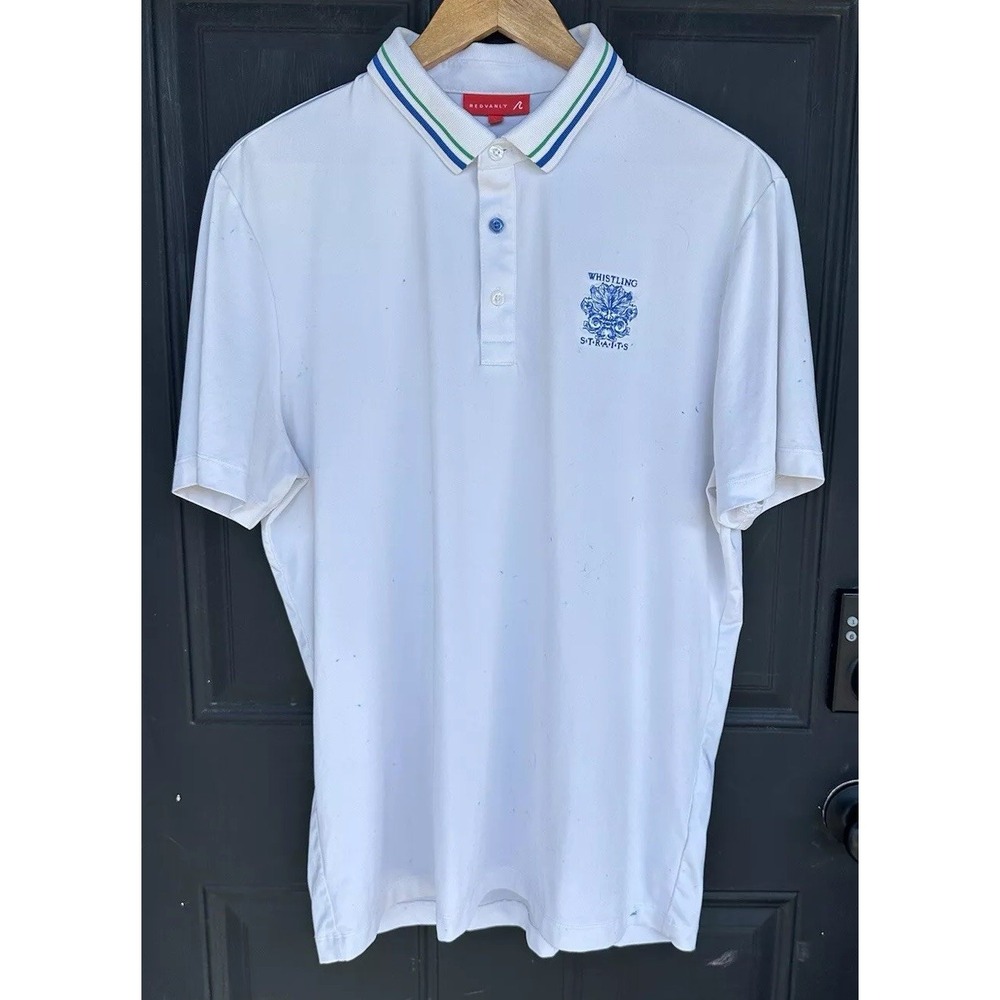 Redvanly Polo Shirt‎ Men's Large White Golf Preppy Whistling Straits FLAWS